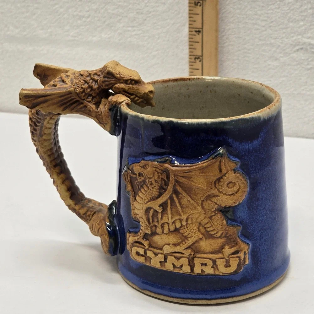 Dragon Mug Fantasy Gothic Stoneware‎ Blue Coffee Cup